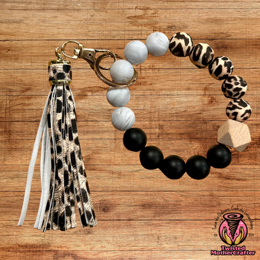 Leopard Wristlet Keychain With Tassel image 0
